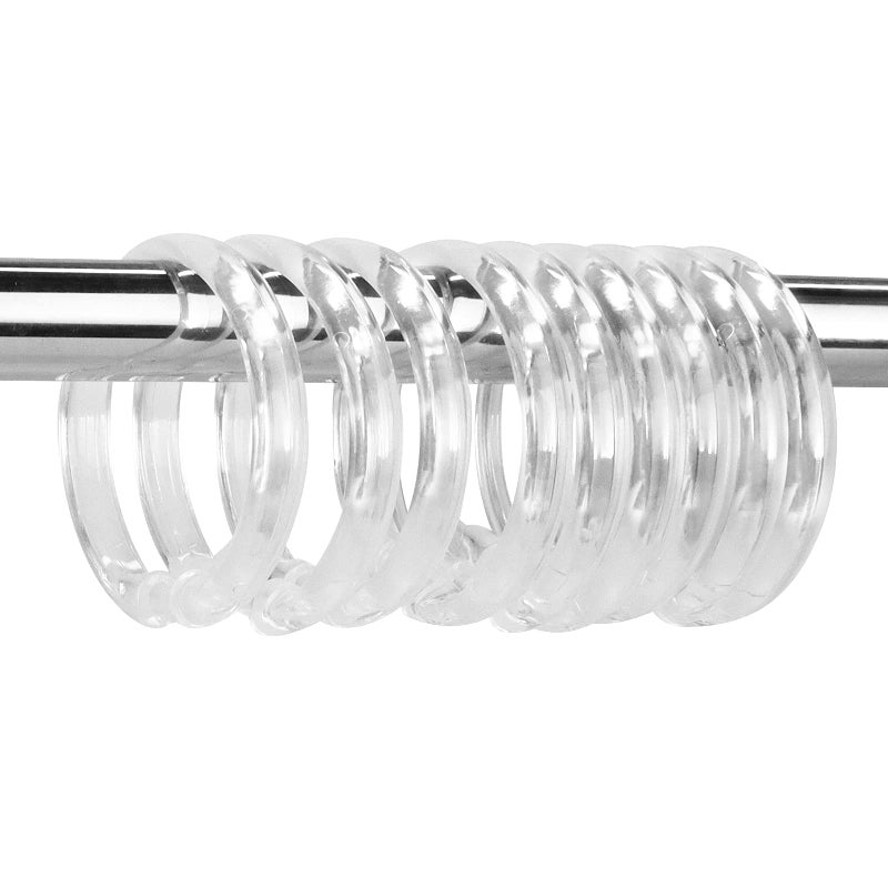 Qulable Clear Plastic Shower Curtain Rings, 12 PCS Circular Plastic Shower Curtain Hooks for Bathroom Shower Curtain Rod, Clear Shower Hooks for Shower Curtain, O Shaped Shower Rings for Curtain - Image 1